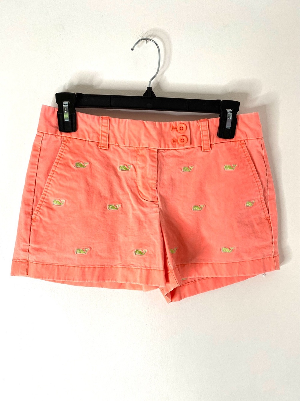 Vineyard Vines Coral Whale Embroidered Chino Shorts Preppy Cotton